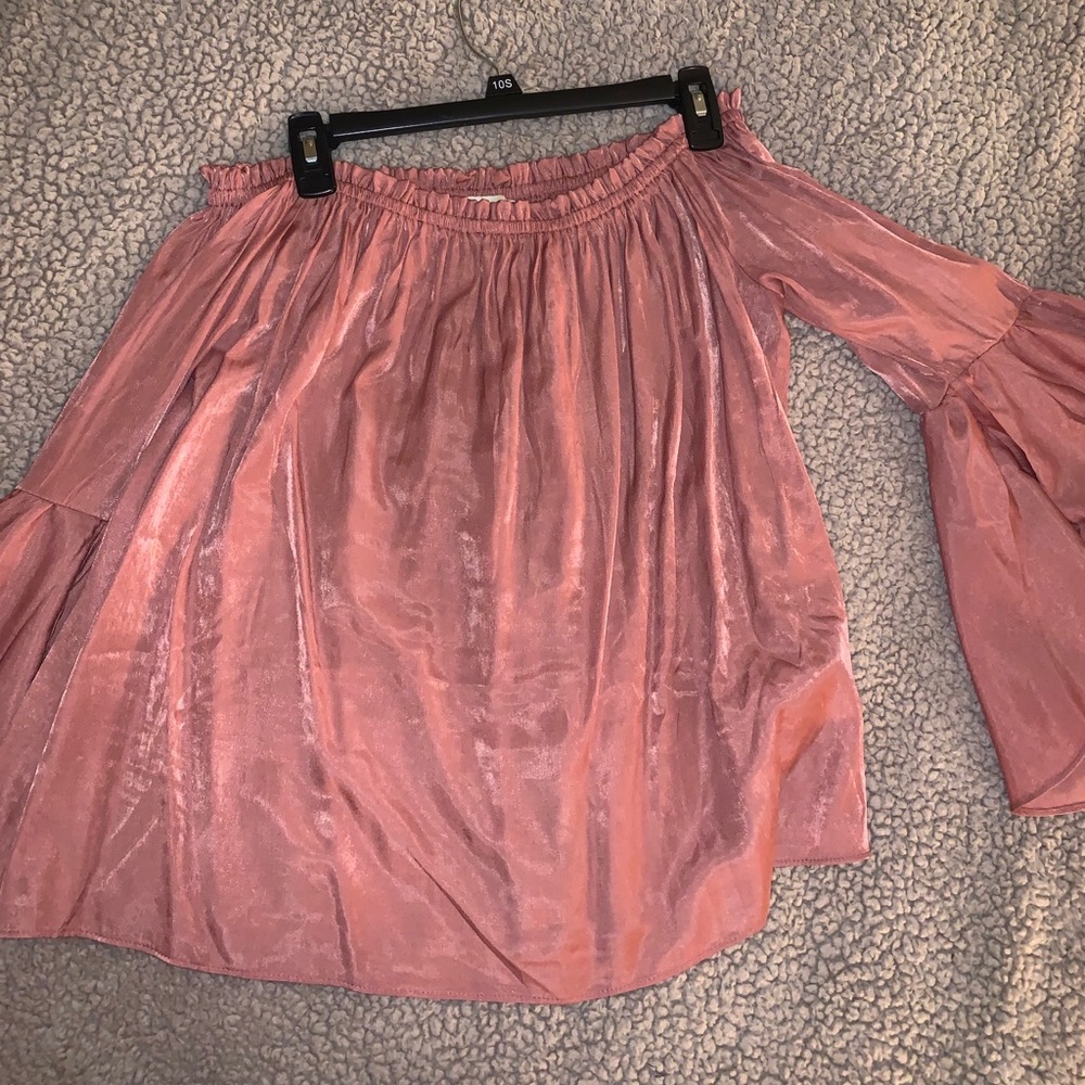 Off the shoulder silky shirt